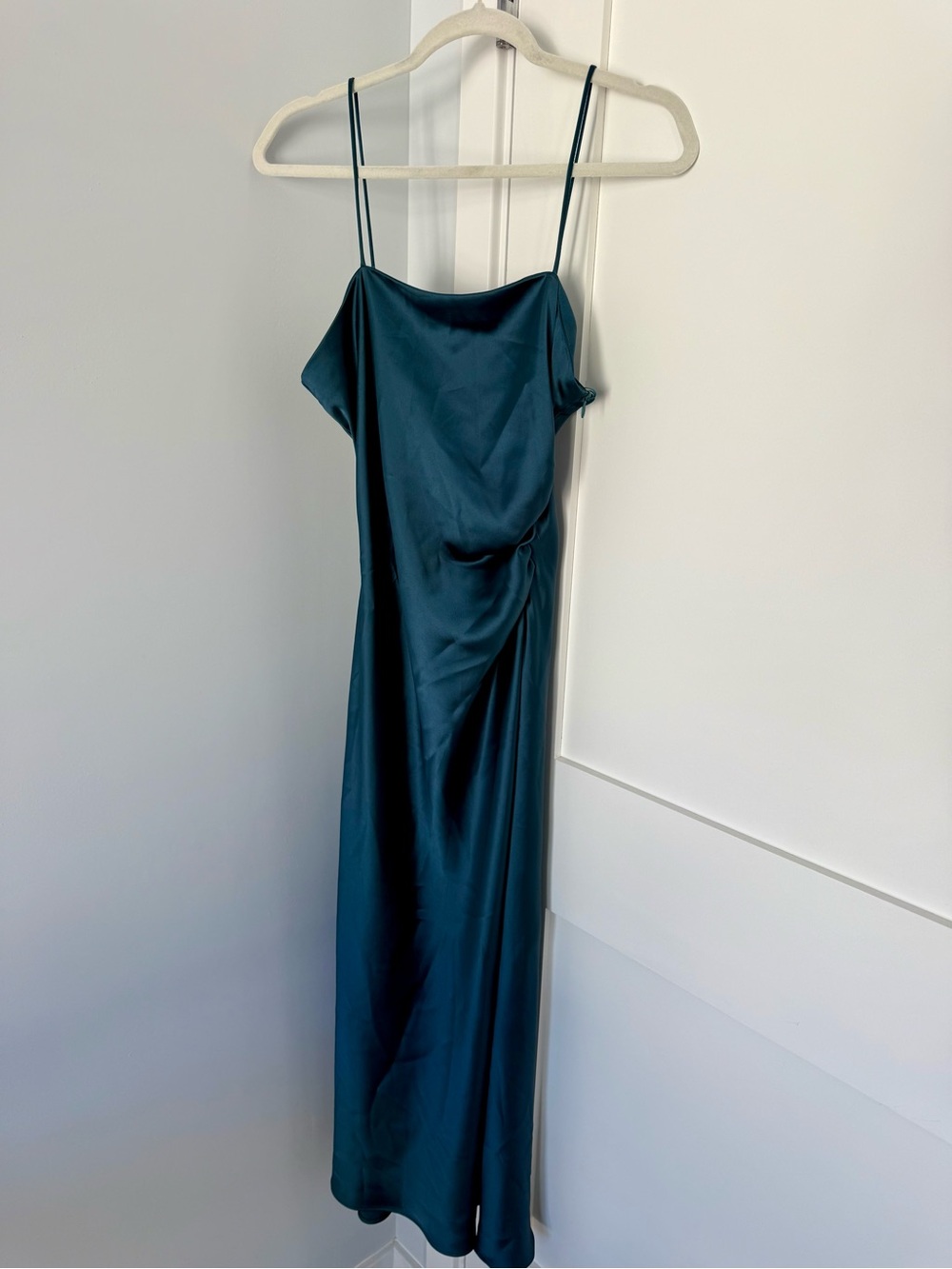 BRAND NEW Zara Deep Teal Satin Maxi Slip Dress